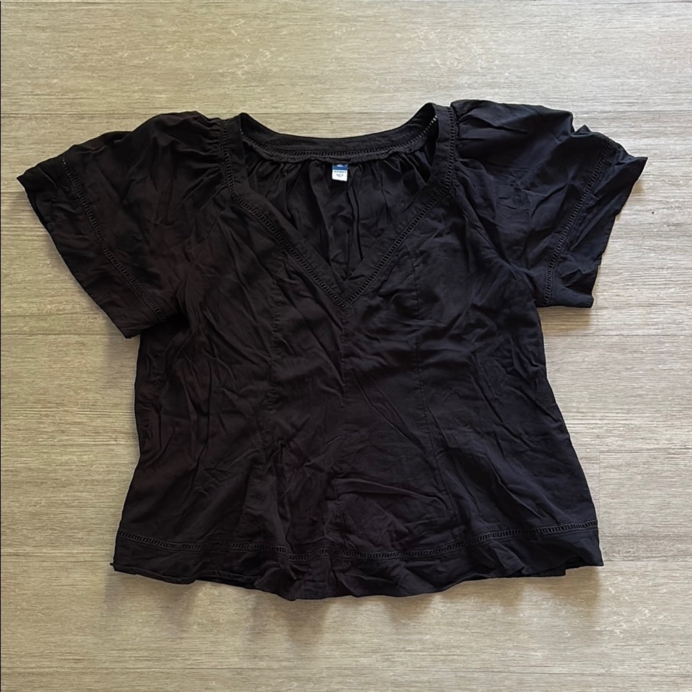 Old Navy Black Relaxed Short Sleeve Blouse